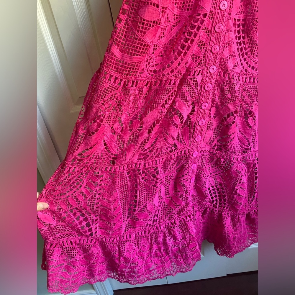 New Farm Rio Pink Guipire Eyelet Maxi Dress - Picture 9 of 14